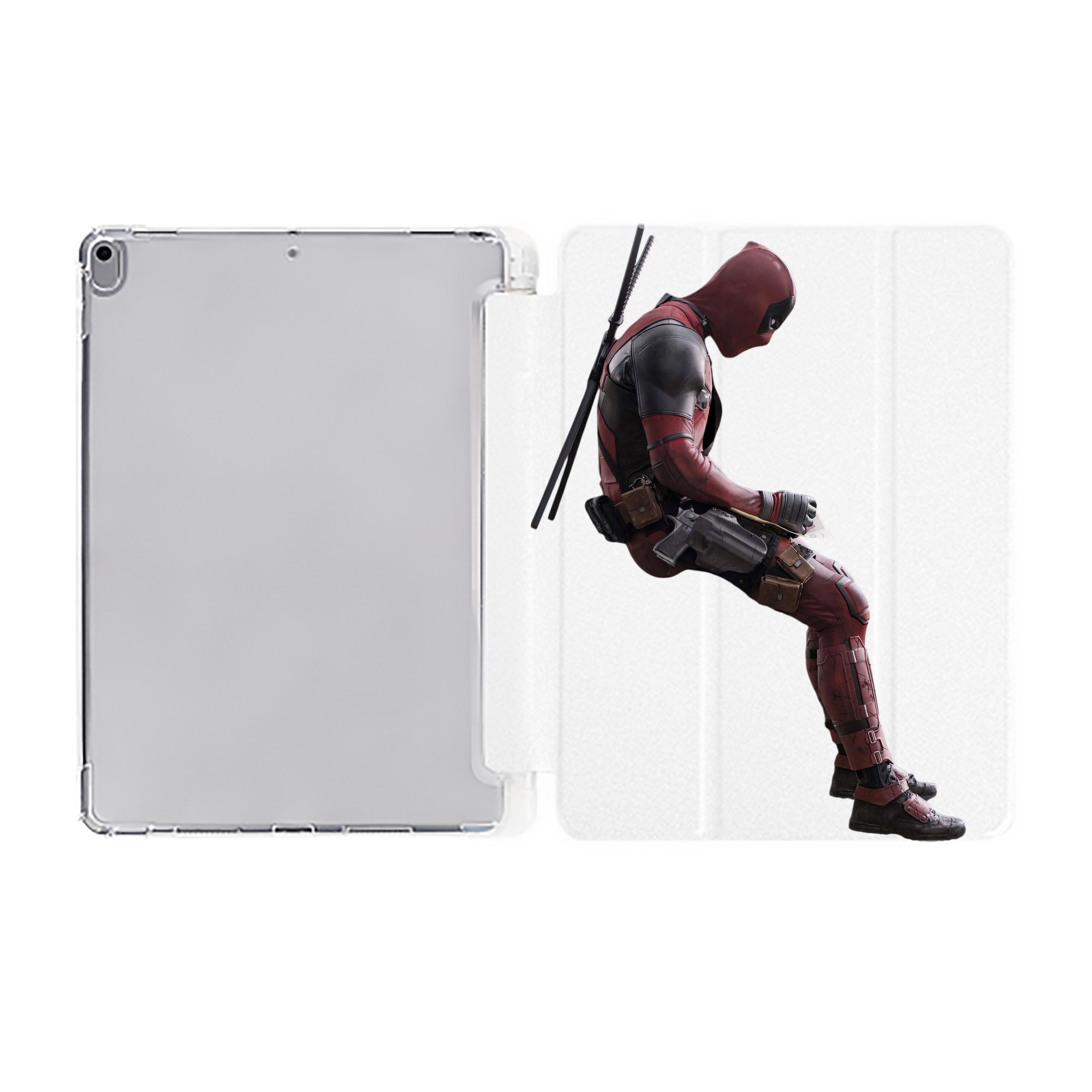 （画像用） Deadpool デッドプール IPad ケース ペン収納付き 三つ折りスタンド PUレザー×シリコン 対応機種9.5/10.5/10.9インチ